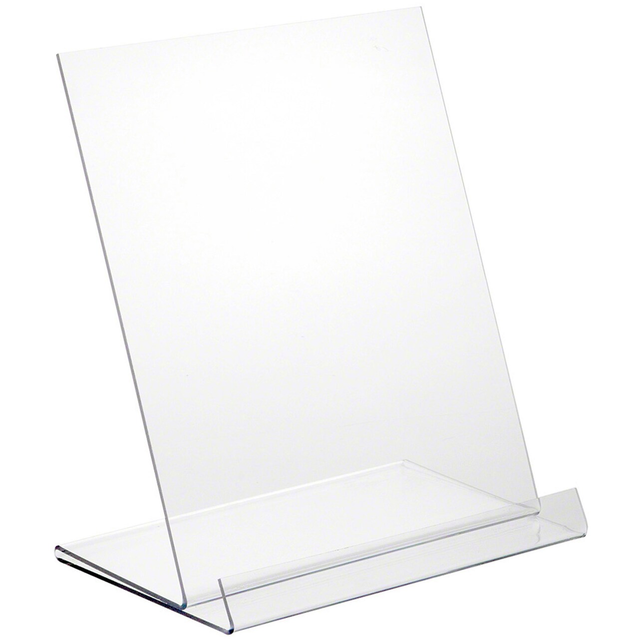 Plymor Clear Acrylic Angled Flat Display Easel with 1" Front Ledge, 11.25" H x 10" W x 6.25" D